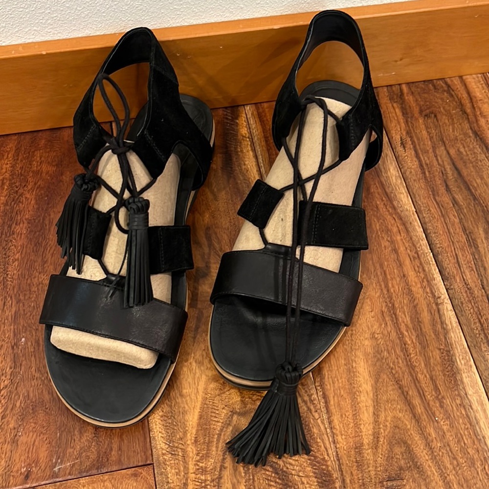 UGG black leather and suede sandals.  SZ 11